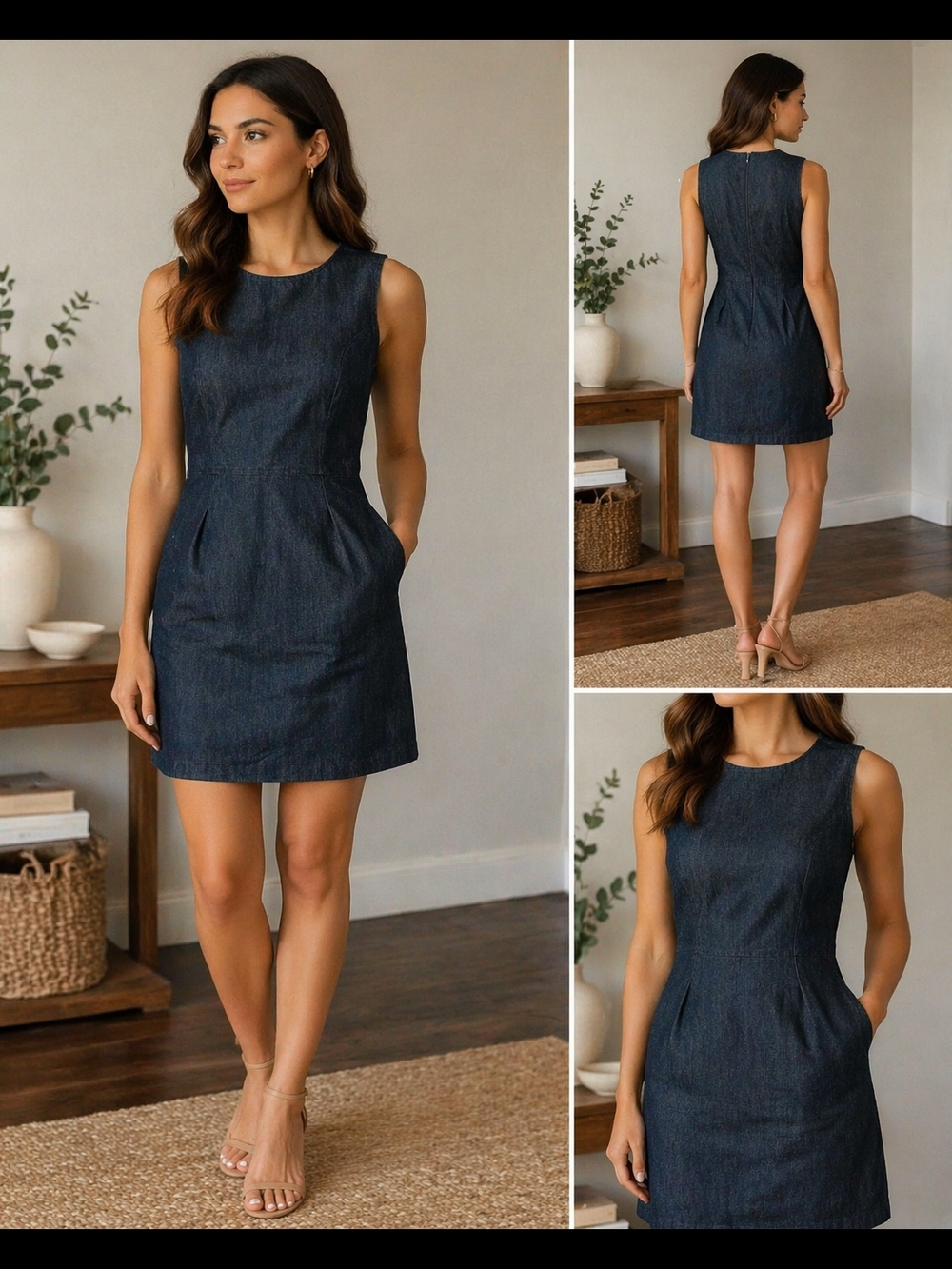 Gap Sleeveless Dark Denim Shift Dress - Navy